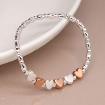 Silver Plated and Rose Heart Bracelet