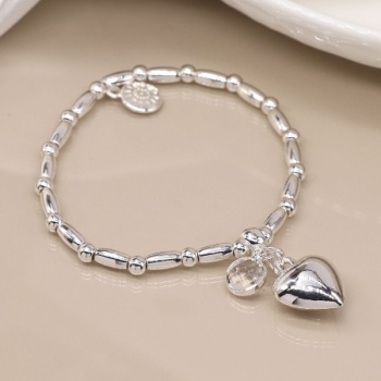 Silver Plated Heart and CZ Bracelet