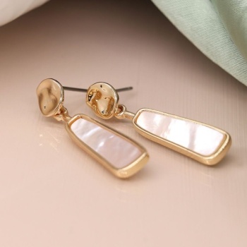 Gold Colour Shell Drop Earrings