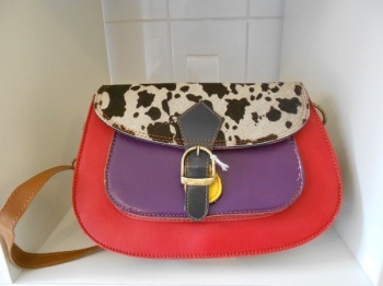 Leather Animal Print Saddle Bag