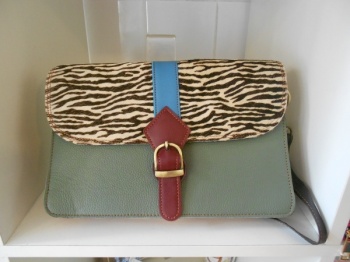 Leather And Animal Print Satchel Bag