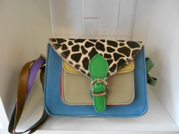 Leather and Animal Print Satchel Bag