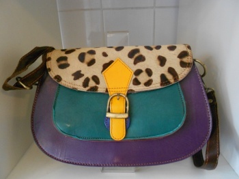 Leather Animal Print Saddle Bag