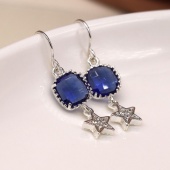 Silver Plated Blue Crystal Drop Earrings